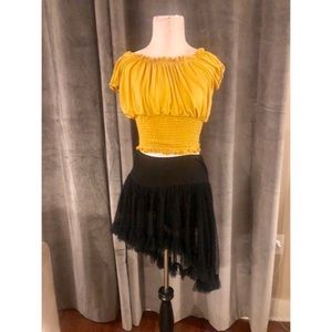 Black lace skirt with stretchy shorts underneath.